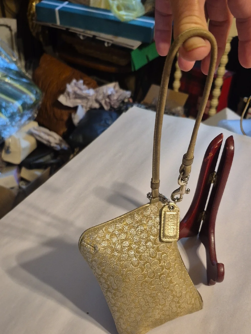 Coach Metallic Gold Signature Wristlet - Picture 8 of 8